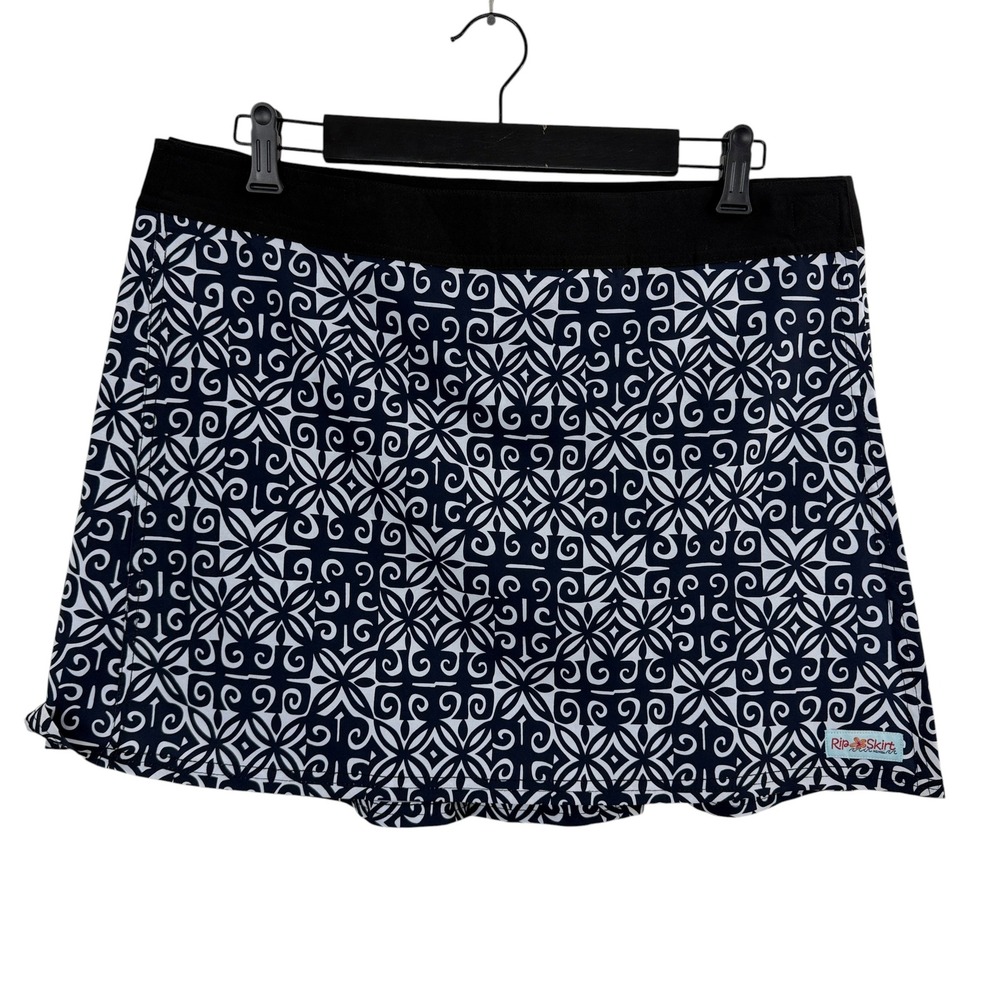 RipSkirt Hawaii Skirt Womens Large Black White Geometric Print Wrap Quick Dry